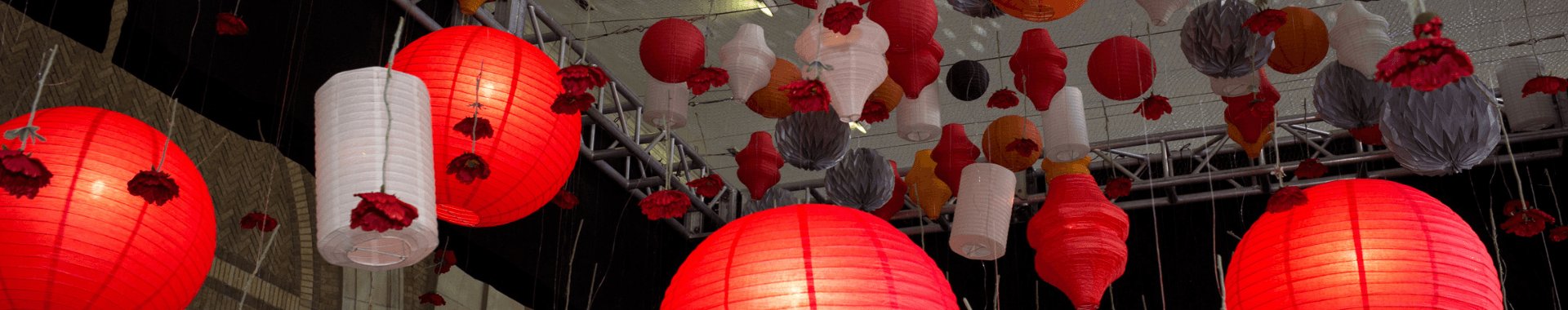 Paper lanterns and poppies hung from the ceiling as decorations at Believe in Brookline Kids 2019