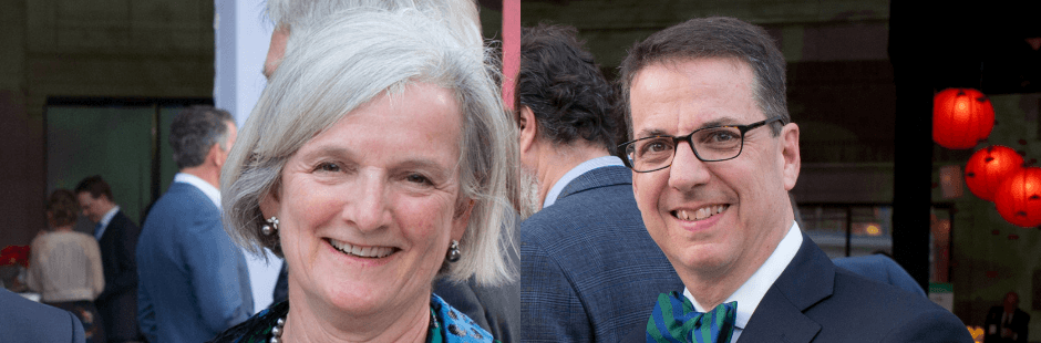 Georgia Johnson (left image) and Tom Gallitano (right image) are both pictured at the 2018 gala smiling at the camera